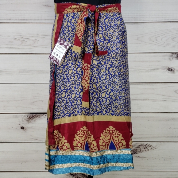 Darn Good Yarn Dresses & Skirts - Darn Good Yarn Sari Silk Wrap Skirt Tea XL/Plus